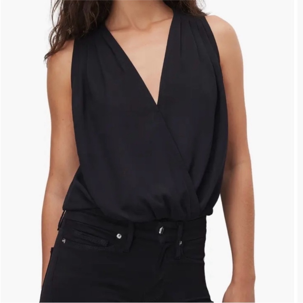 Good American Wrap Front Black Body Suit Size Small